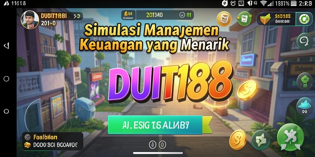 Screenshot gameplay DUIT188 menunjukkan manajemen keuangan yang seru dan interaktif.