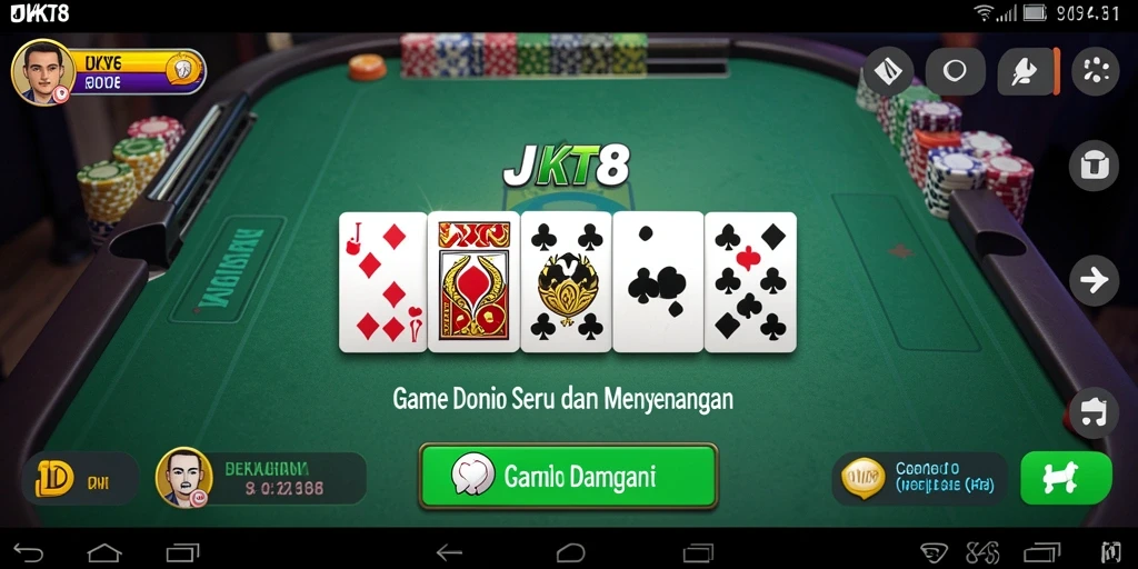 Screenshot gameplay JKT8 menampilkan momen seru saat bermain Domino.