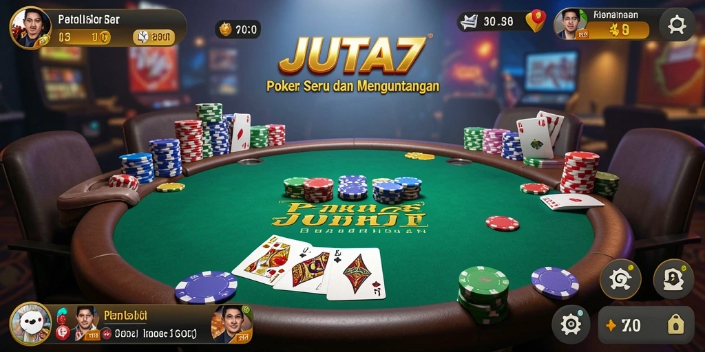 Tampilan gameplay seru di JUTA7 saat bermain Poker.