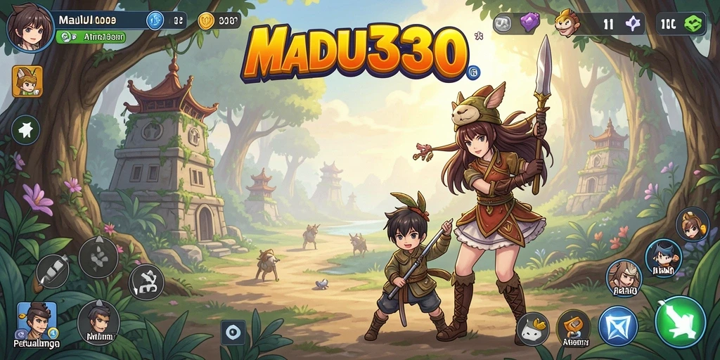 Tampilan gameplay MADU303 dengan karakter anime yang dinamis.