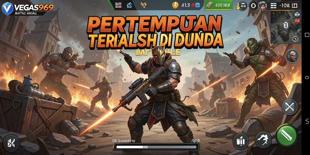 Tampilan dinamis gameplay VEGAS969 dalam pertempuran Battle Royale.