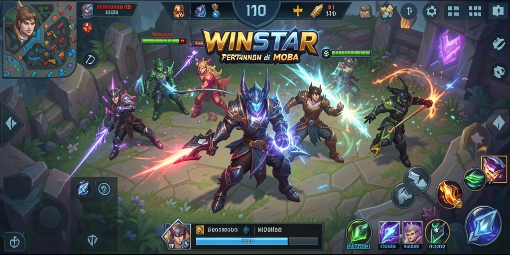 Screenshot gameplay WINSTAR dengan aksi pertempuran yang mendebarkan.